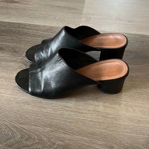 Zara Block Leather Sandal 38 Black